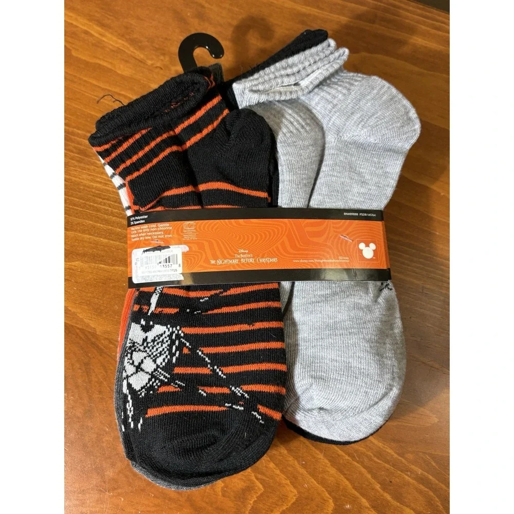 Disney Nightmare Before Christmas Jack Skellington 10 Pr Unisex Ankle Socks NWT